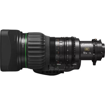 Objetivo servo estándar Canon CJ18ex7.6B KASE S 4K UHDgc de 2/3" y 18x con unidad tipo S (sin extensor)