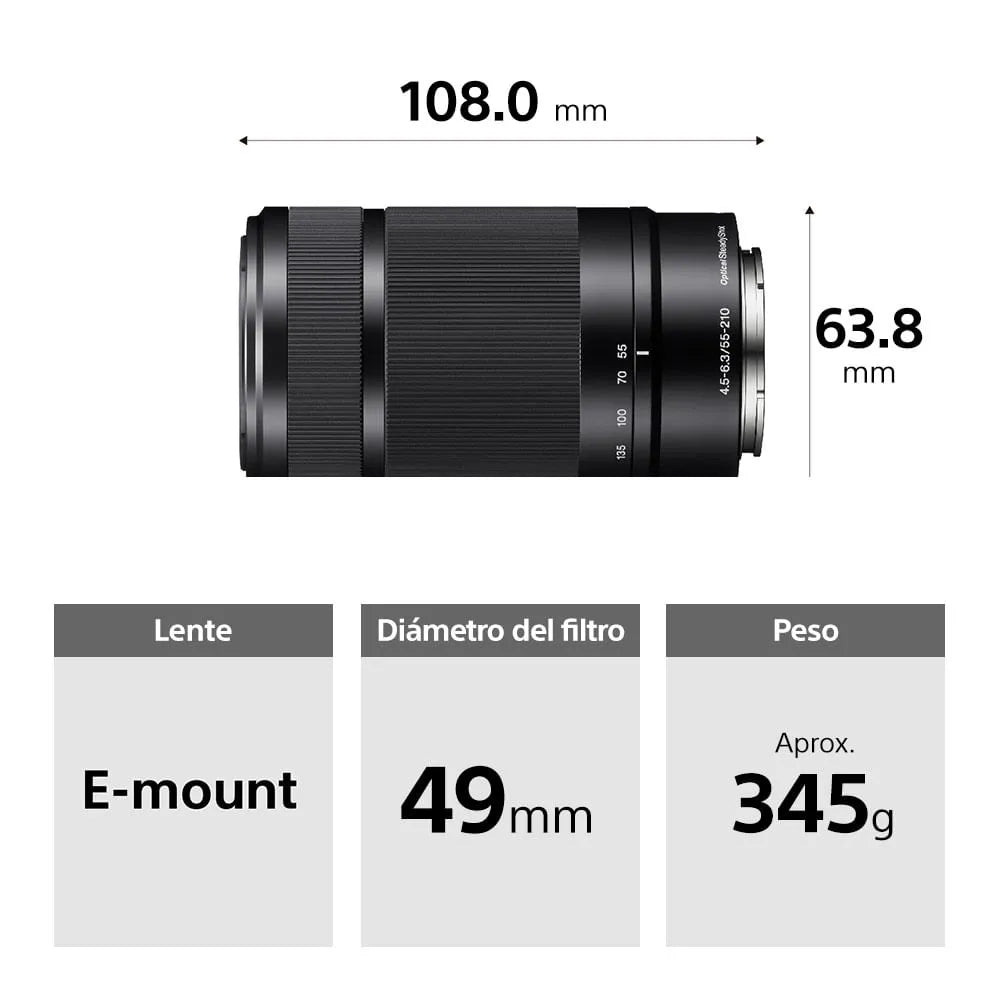 Combo: Cámara Digital Mirrorless APS-C ILCE-6100K: A6100 + Lente SELP16502 + Lente E 55-210
