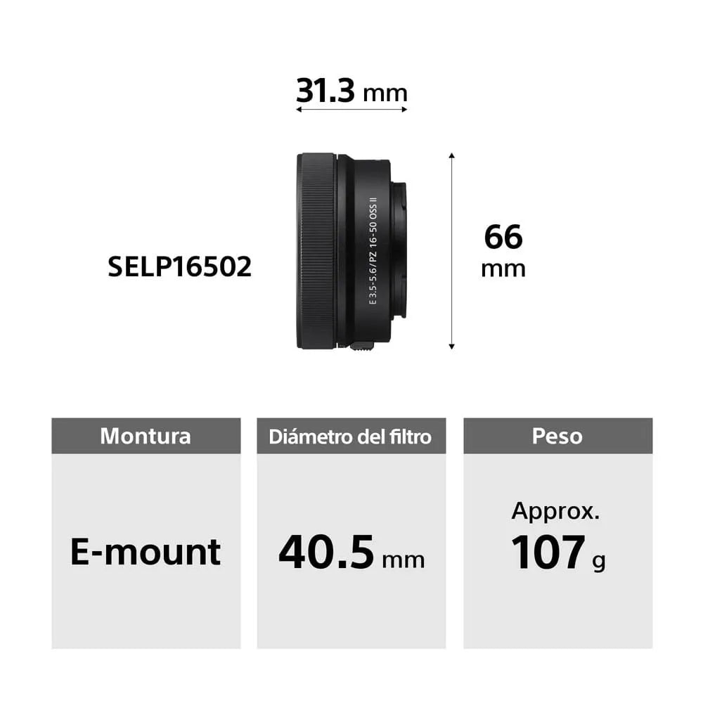 Combo: Cámara Digital Mirrorless APS-C ILCE-6100K: A6100 + Lente SELP16502 + Lente E 55-210