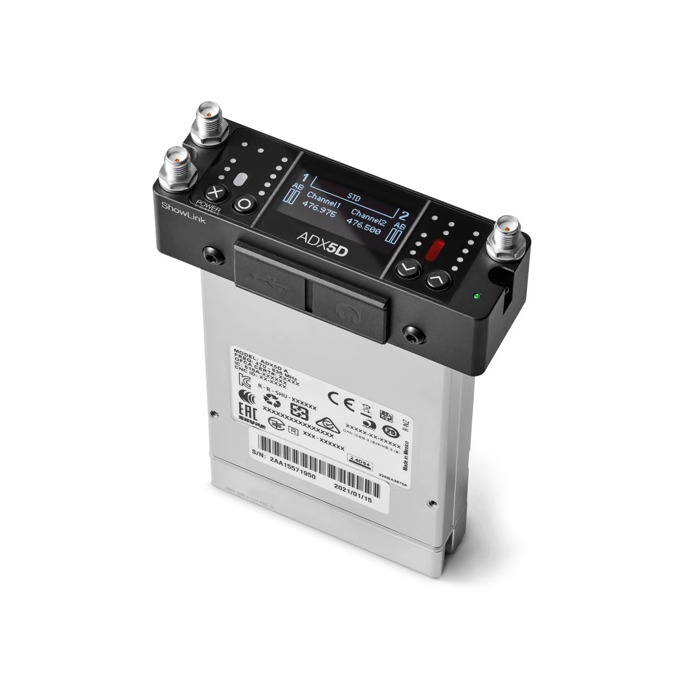 Receptor inalámbrico portátil digital de doble canal Axient® ADX5D