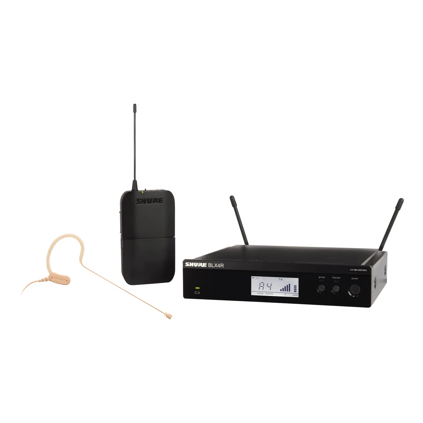 Sistema Inalámbrico de Presentador Montable en Rack con Micrófono Auricular MX153---BLX14R/MX53