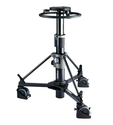 Sistema de pedestal Libec QD-10PD con cabezal QH1, columna de pedestal P1000 y plataforma rodante DL-15B