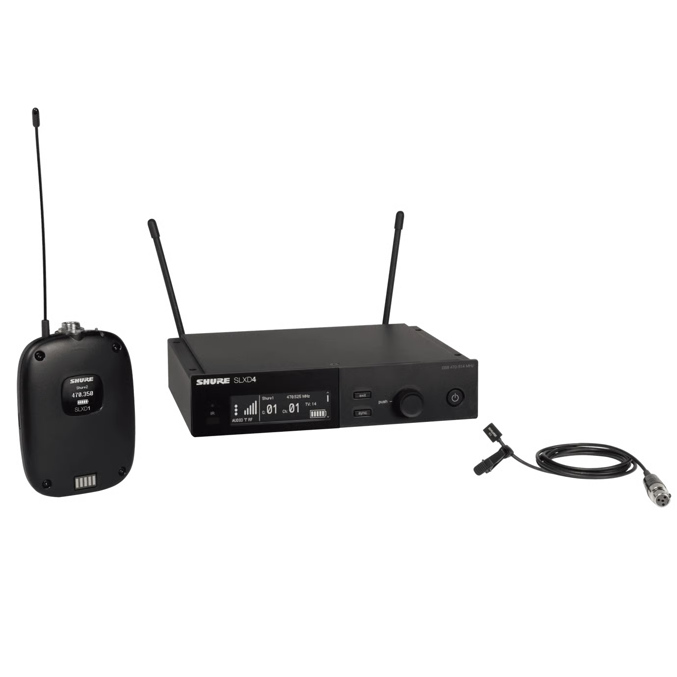 Sistema inalámbrico con transmisor Bodypack SLXD1 y micrófono lavalier WL93