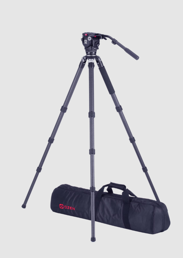 Tripié Profesional OZEN System 5CF3S de Fibra de Carbono (Spreaderless) con Cabezal Fluido AGILE 5S (Payload 0–6 kg, Bowl 75 mm)