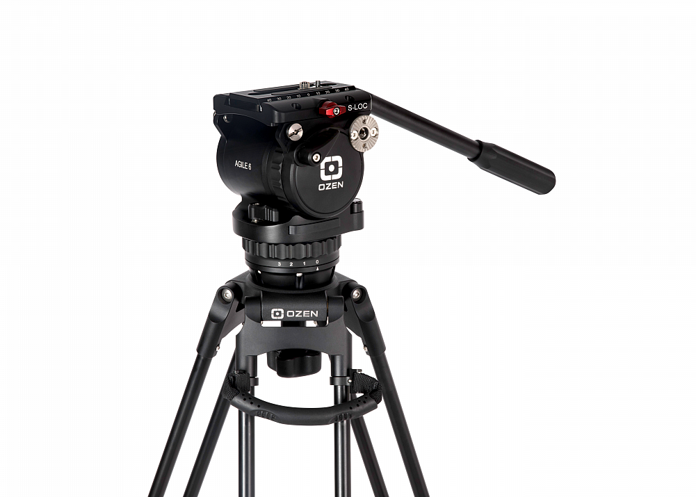 Tripié Profesional OZEN System 6CF2S de Fibra de Carbono con Cabezal Fluido AGILE 6S (Payload 1–8 kg, Bowl 75 mm)