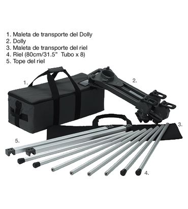 Sistema de rieles de pista Libec TR320 con plataforma rodante y estuche