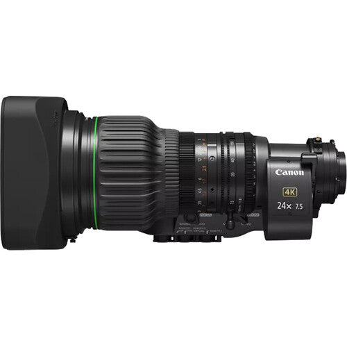 Teleobjetivo portátil Canon CJ24ex7.5B IASE S 4K UHDgc de 2/3" y 24x con servoaccionamiento tipo S