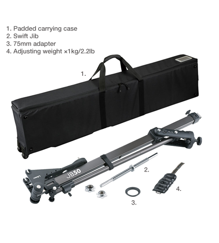 Kit de brazo de pluma Libec JB50 con trípode, plataforma rodante y estuches de transporte
