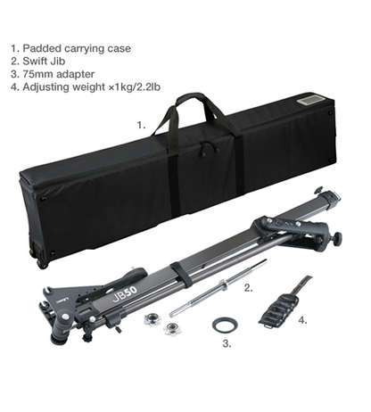 Kit de brazo de pluma Libec JB50 con trípode, plataforma rodante y estuches de transporte