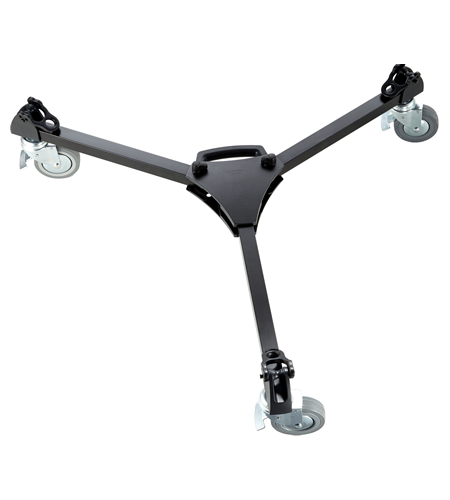 Sistema de trípode de aluminio de dos etapas Libec LX10 Studio y cabezal H65B con asas panorámicas dobles y plataforma rodante esparcidora