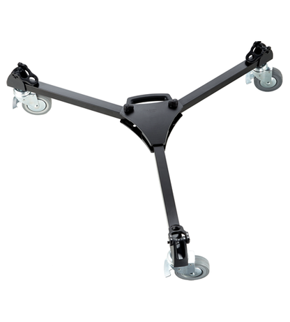 Sistema de trípode de aluminio de dos etapas Libec LX10 Studio y cabezal H65B con asas panorámicas dobles y plataforma rodante esparcidora