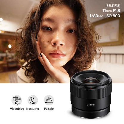 Sony Lente Gran Angular Fijo 11mm F1.8 APS-C con Estabilizador SEL11F18