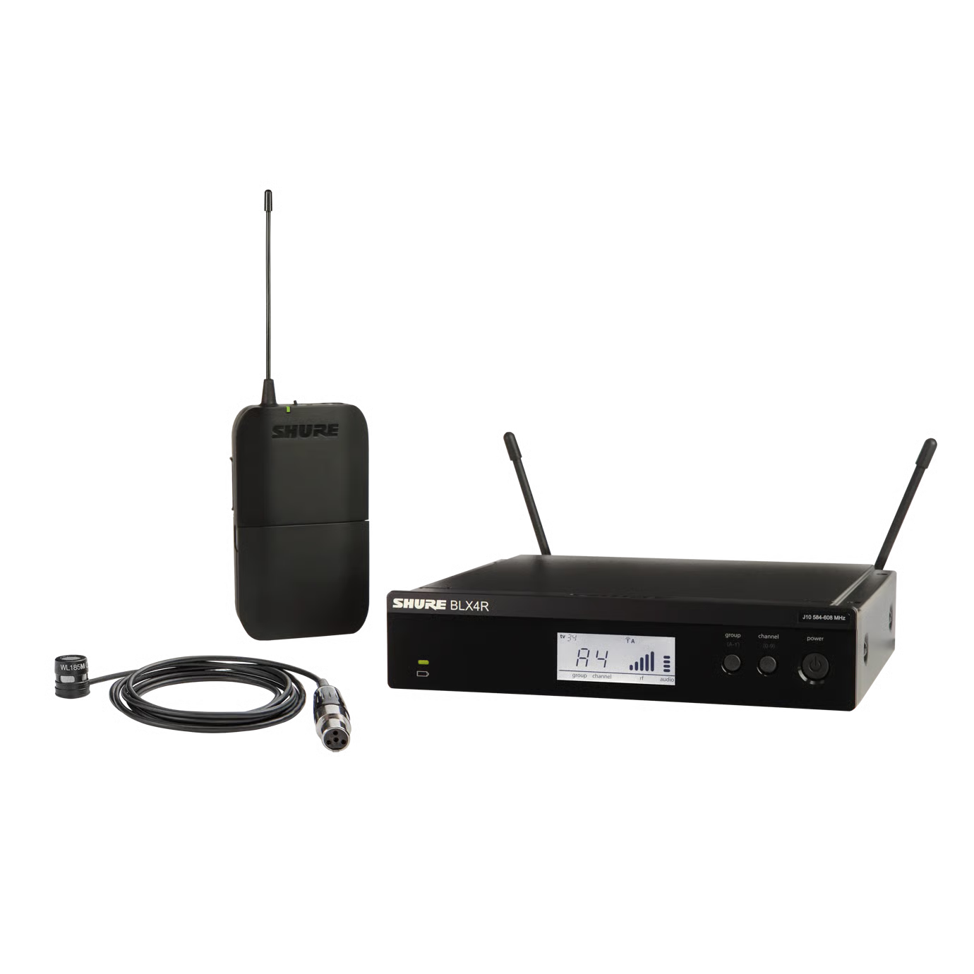 Sistema Inalámbrico montado en rack para Presentador con el micrófono de solapa WL185---BLX14R/W85M