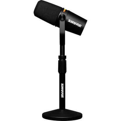 Micrófono Shure MV7+-K Podcast XLR/USB con soporte de escritorio Gator (negro)