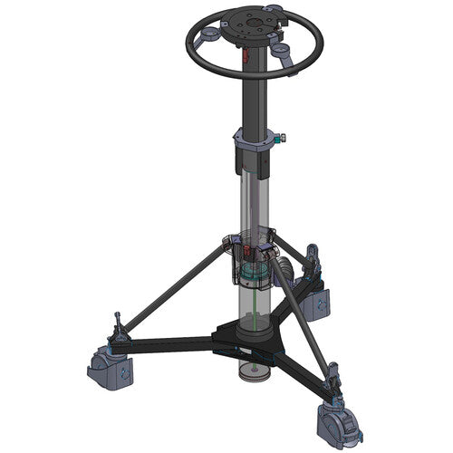 Sistema de pedestal Libec QD-10PD con cabezal QH1, columna de pedestal P1000 y plataforma rodante DL-15B