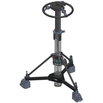 Sistema de pedestal Libec QD-10PD con cabezal QH1, columna de pedestal P1000 y plataforma rodante DL-15B