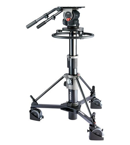 Sistema de pedestal Libec QD-30PD con cabezal QH3, columna de pedestal P1000 y plataforma rodante DL-15B