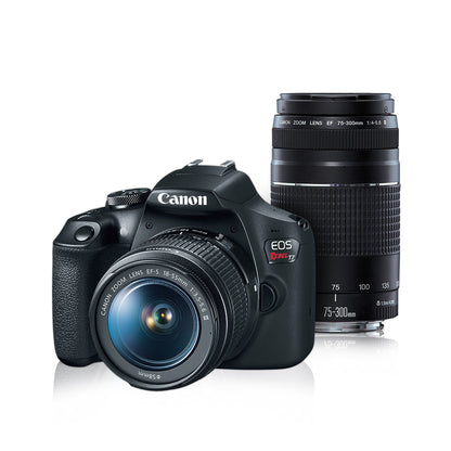 "EOS Rebel T7 con lente EF-S 18-55mm y lente EF 75-300mm III"