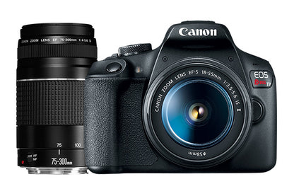 "EOS Rebel T7 con lente EF-S 18-55mm y lente EF 75-300mm III"